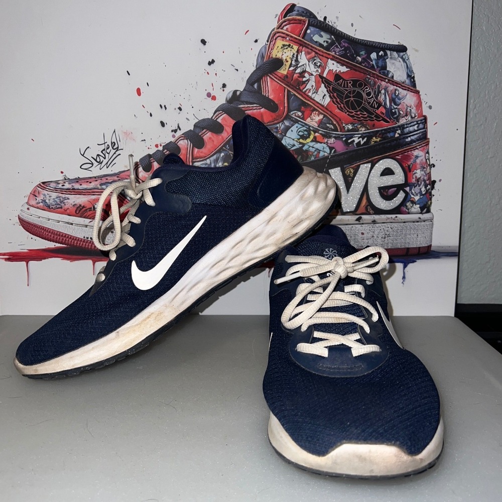 Nike Revolution 6 Next Nature Mens 10.5 Navy Blue Good DC3728-401 Running Shoes